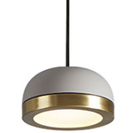 Molly Pendant - Brushed Brass Ring / Sand Grey Dome