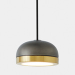 Molly Pendant - Brushed Brass Ring / Pewter Dome