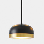 Molly Pendant - Brushed Brass Ring / Sand Black Dome