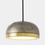 Molly Pendant - Brushed Brass Ring / Pewter Dome