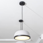 Molly Pendant - Sand Black Ring / Sand Grey Dome