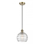 Athens Deco Swirl Brass Pendant - Antique Brass / Clear
