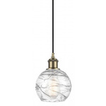 Athens Deco Swirl Brass Pendant - Antique Brass / Clear
