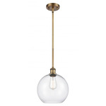 Athens Stem Hung Pendant - Brushed Brass / Clear