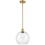 Athens Stem Hung Pendant - Satin Gold / Clear
