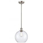 Athens Stem Hung Pendant - Brushed Satin Nickel / Clear Seedy