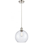 Ballston Athens Cord Hung Pendant - Polished Nickel / Clear Seedy