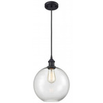 Ballston Athens Cord Hung Pendant - Matte Black / Clear