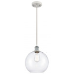 Athens WPC Pendant - White / Polished Chrome / Clear