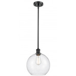 Athens Stem Hung Pendant - Matte Black / Clear Seedy