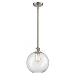 Athens Stem Hung Pendant - Brushed Satin Nickel / Clear