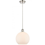 Ballston Athens Cord Hung Pendant - Polished Nickel / Matte White