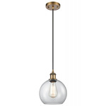 Ballston Athens Cord Hung Pendant - Brushed Brass / Clear