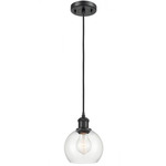 Ballston Athens Cord Hung Pendant - Matte Black / Clear