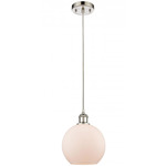 Ballston Athens Cord Hung Pendant - Polished Nickel / Matte White