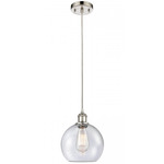 Ballston Athens Cord Hung Pendant - Polished Nickel / Clear Seedy