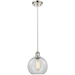 Ballston Athens Cord Hung Pendant - Polished Nickel / Clear