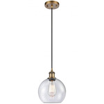 Ballston Athens Cord Hung Pendant - Brushed Brass / Clear Seedy