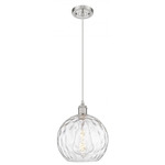 Athens Water Glass Pendant - Brushed Satin Nickel / Clear Water