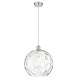 Athens Water Glass Pendant - Brushed Satin Nickel / Clear Water
