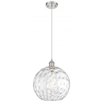 Athens Water Glass Pendant - Brushed Satin Nickel / Clear Water