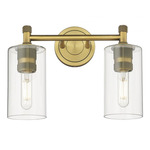 Crown Point Bathroom Vanity Light - Brushed Brass / Clear