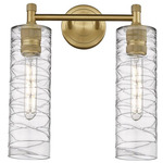 Crown Point Long Bathroom Vanity Light - Brushed Brass / Clear Swirl