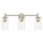 Crown Point Bathroom Vanity Light - Polished Nickel / Clear