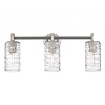 Crown Point Bathroom Vanity Light - Satin Nickel / Clear Swirl