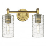 Crown Point Bathroom Vanity Light - Brushed Brass / Clear Swirl