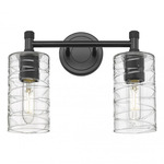 Crown Point Bathroom Vanity Light - Matte Black / Clear Swirl