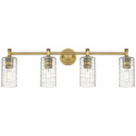 Crown Point Bathroom Vanity Light - Brushed Brass / Clear Swirl