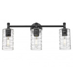Crown Point Bathroom Vanity Light - Matte Black / Clear Swirl