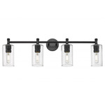 Crown Point Bathroom Vanity Light - Matte Black / Clear Seedy