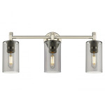 Crown Point Bathroom Vanity Light - Polished Nickel / Smoked