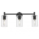 Crown Point Bathroom Vanity Light - Matte Black / Clear