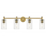 Crown Point Bathroom Vanity Light - Brushed Brass / Clear