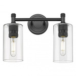 Crown Point Bathroom Vanity Light - Matte Black / Clear