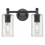 Crown Point Bathroom Vanity Light - Matte Black / Clear Seedy