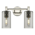 Crown Point Bathroom Vanity Light - Polished Nickel / Smoked