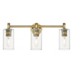 Crown Point Bathroom Vanity Light - Brushed Brass / Clear