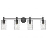 Crown Point Bathroom Vanity Light - Matte Black / Clear Swirl