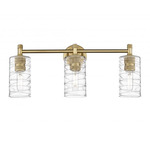 Crown Point Bathroom Vanity Light - Brushed Brass / Clear Swirl