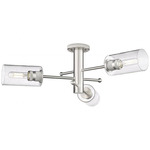 Crown Point Three Ceiling Light - Satin Nickel / Clear Seedy