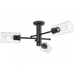 Crown Point Three Ceiling Light - Matte Black / Clear