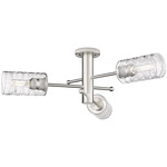 Crown Point Three Ceiling Light - Satin Nickel / Clear Swirl