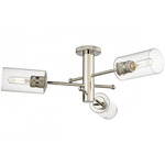 Crown Point Three Ceiling Light - Polished Nickel / Clear