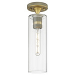 Crown Point Long Ceiling Light - Brushed Brass / Clear
