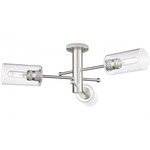 Crown Point Three Ceiling Light - Satin Nickel / Clear