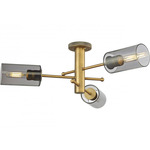 Crown Point Three Ceiling Light - Brushed Brass / Smoked